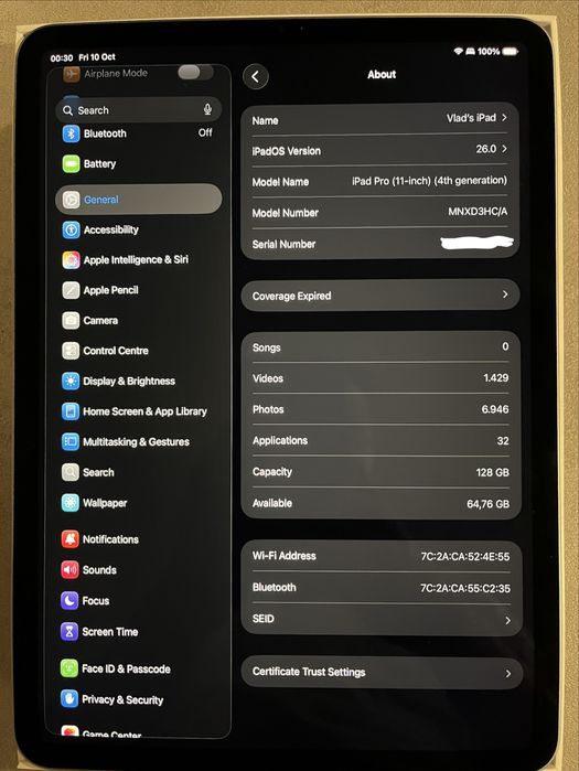 Apple Ipad Pro 11 inch, Generația 4, M2, 128GB, WiFi - IMPECABIL