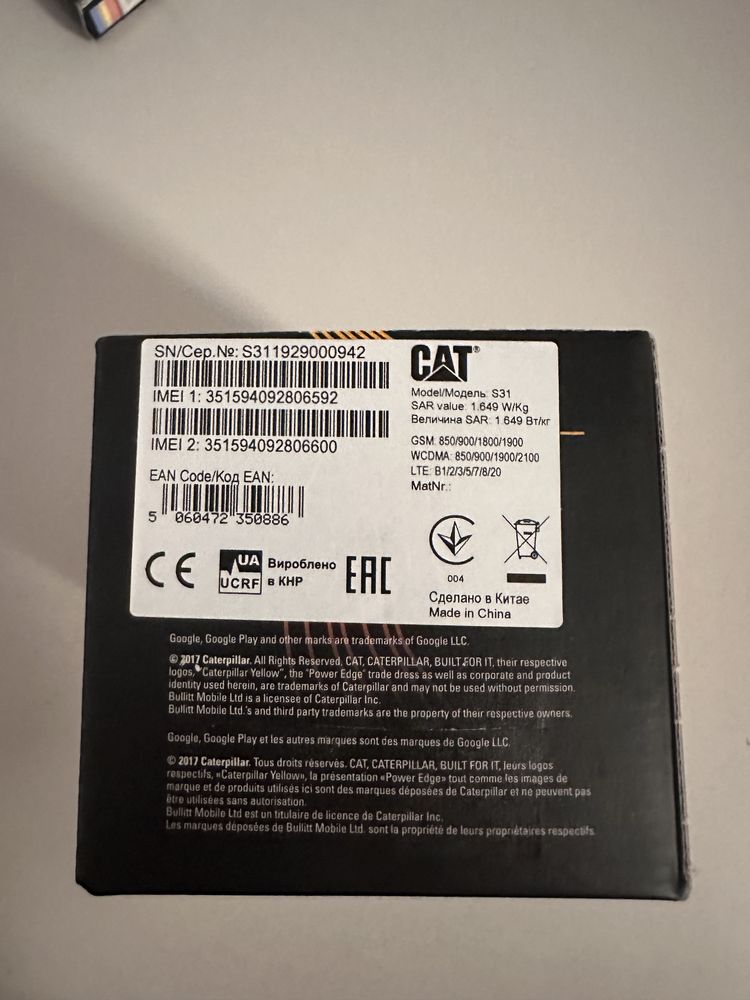 Telefon CAT S31 Rezistent,Fiabil,Ideal pentru conditii extreme SIGILAT