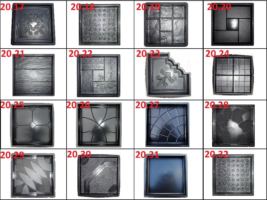 Калъпи на тротоарни плочки за производство на бетонови изделия