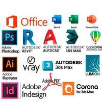 Установка Автокад PRO100 Sketchup Photoshop Revit 3d max Corona V-Ray