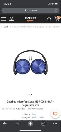 Casti SONY MDR-ZX310APL, Cu Fir, On-Ear, Microfon, albastru