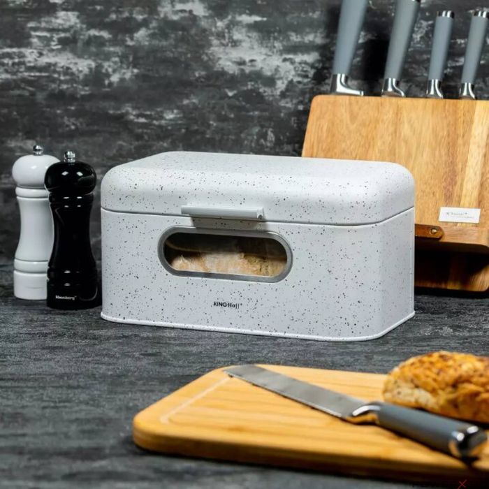 Cutie pentru paine, din oțel, alb marmorat, KingHoff
