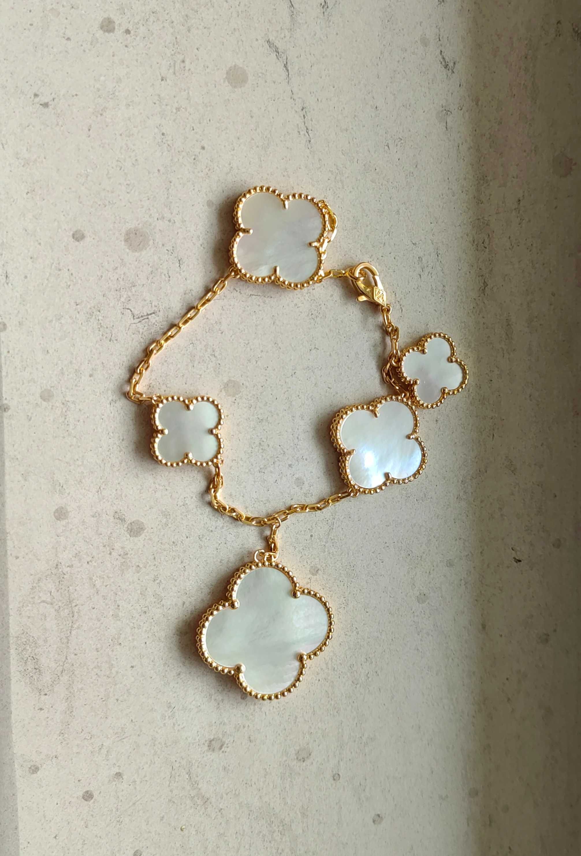 Дамска гривна с 5 детелини от малахит Magic Alhambra bracelet 5 motifs