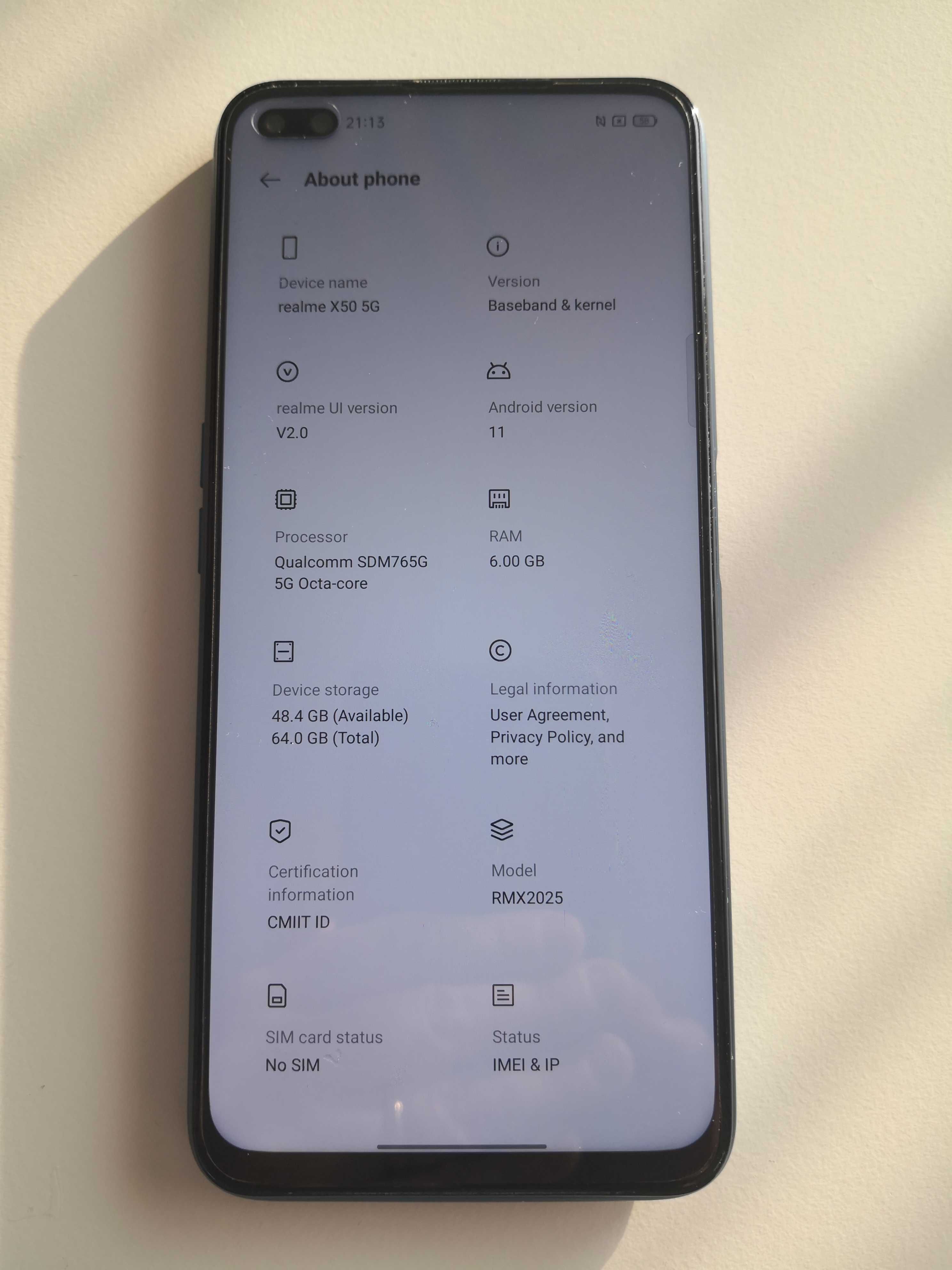 Realme X50 5G - 64GB/6GB (culoare: glacier blue)