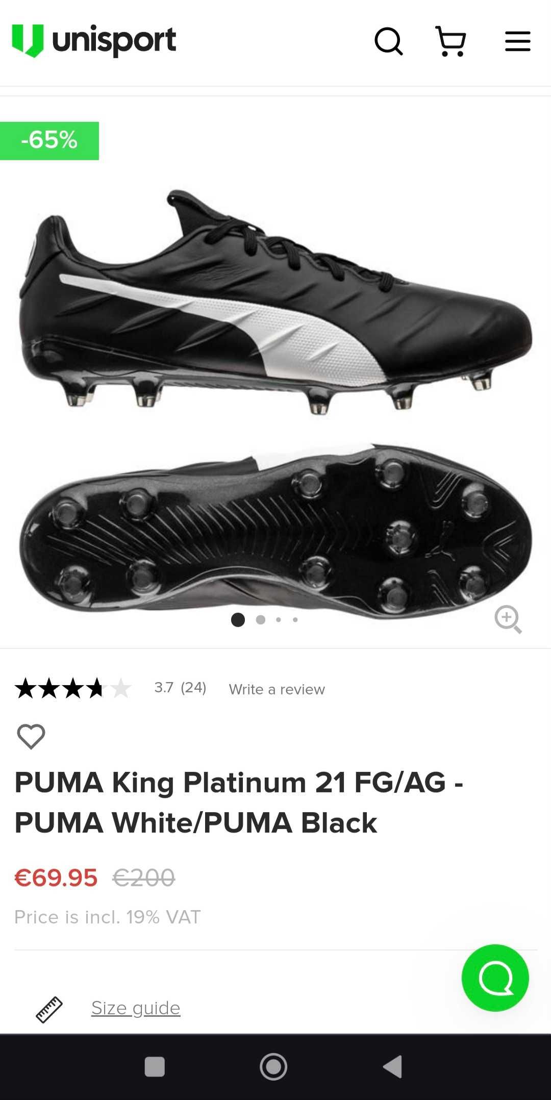 Ghete fotbal FG/AG Puma King 21 Platinum masura 38