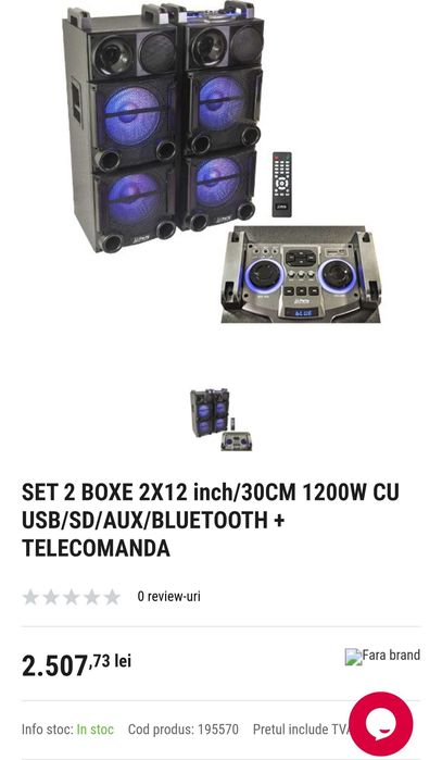 Party box 1200₩ cu USB/SD/Aux/Bluetooth