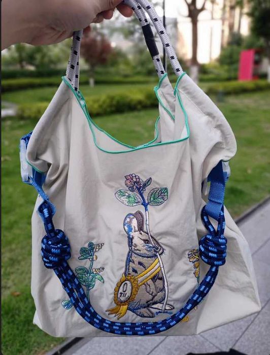 Sacoșă de cumpărături brodată cu lanț japonez ball chain