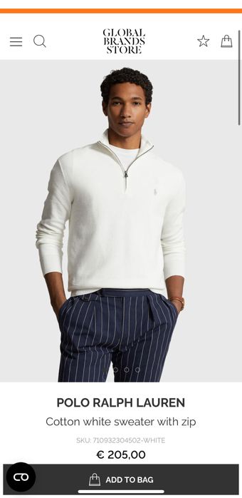 Мъжко! Чисто нов оригинален пуловер Polo Ralph Lauren Quater-Zip Cuton