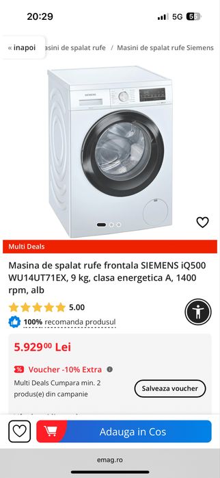 Masina de spalat SIEMENS Isensoric iQ500