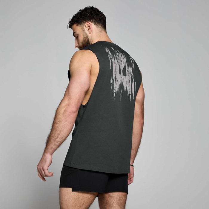 Мъжки потник - черeн с избелен ефект от органичен памук