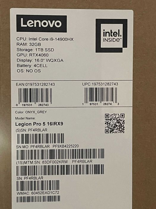 Lenovo Legion Pro 5 Premium + Cooler Ilano, i9-14900HX, RTX 4060, 32GB