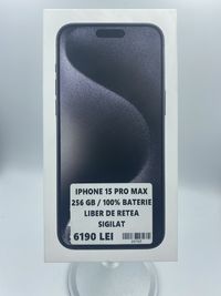 iPhone 15 Pro Max 256GB/100% Baterie Sigilat #28765