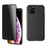 Iphone 12 PRO MAX Husa THIN Silicon si Folie Sticla Curbata 4D Privacy