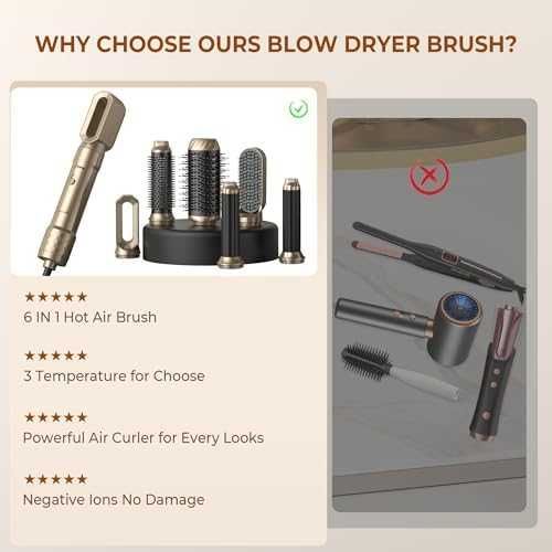 Нов Сешоар четка 6 в 1 с авто маша йони обем и изправяне коса прическа