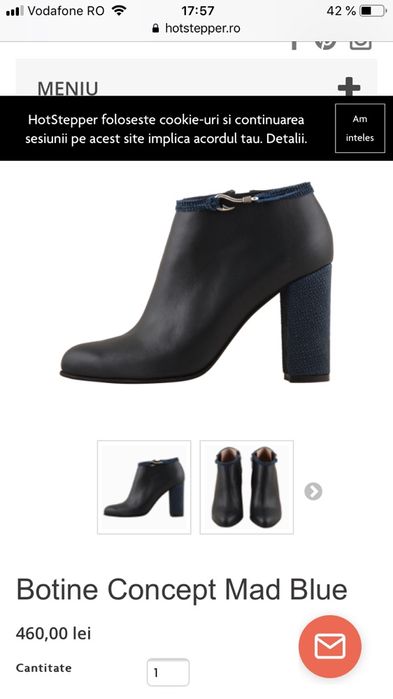 Botine midnight blue albastre bleumarin 38 Hotstepper piele toc
