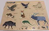 Jucărie Montessori Puzzle Lemn animale sălbatice