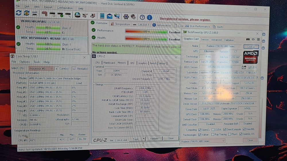 Unitate PC Gaming Ryzen 5 2600 video 8GB RX480 16GB RAM SSD