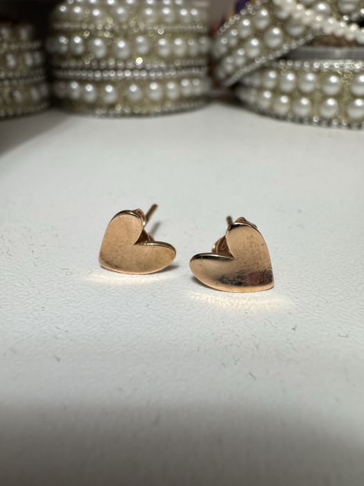 Cercei inimi din aur roz Teilor