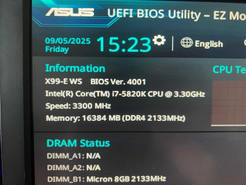 Дънна платка ASUS X99-Е WS,16GBDDR4,IntelCore i7-5820K 3.30GHz