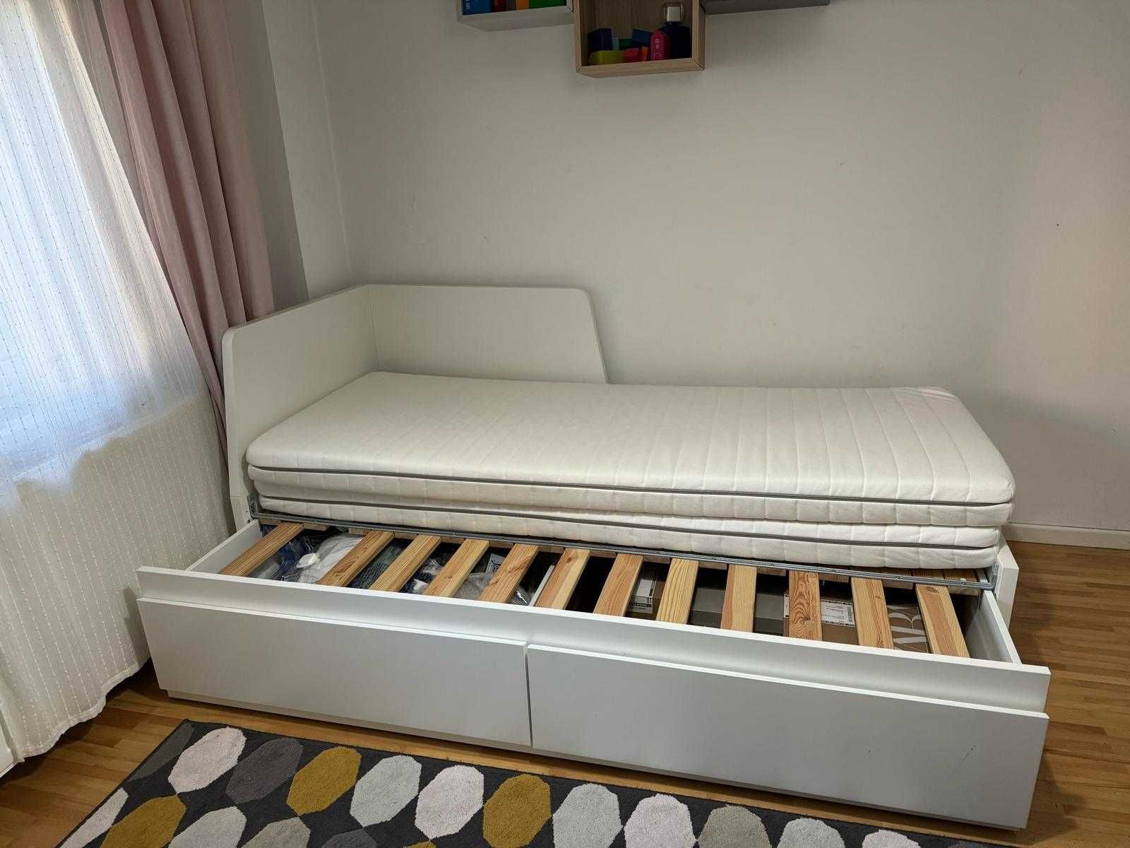 PAT IKEA- FLEKKE Cadru divan cu 2 sertare, alb, 160x200