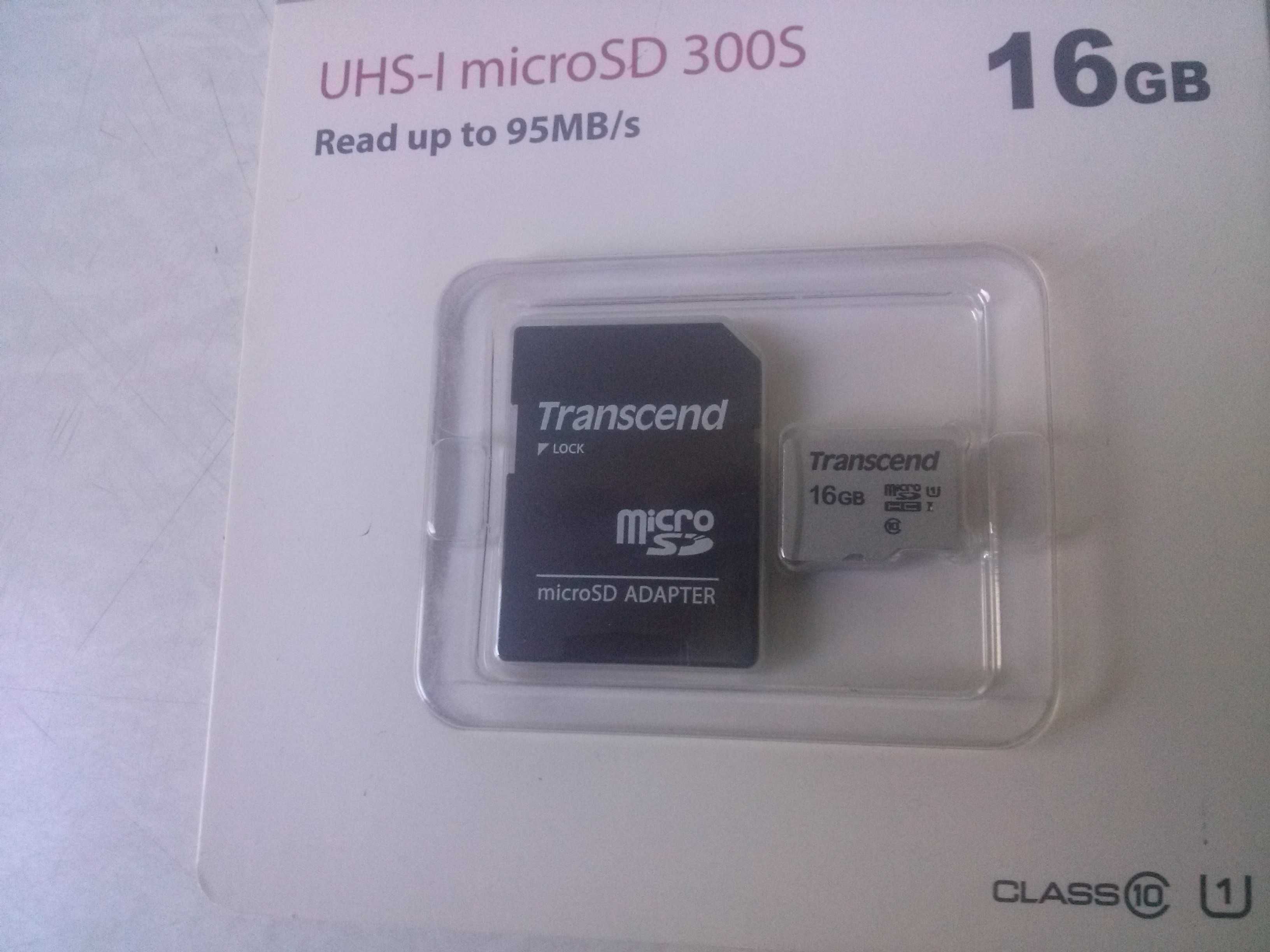 Flash card, Transcend, Adapter + microSD – 16 Gb