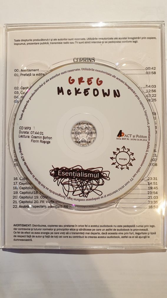 Greg McKeown - Esentialismul, CD audiobook