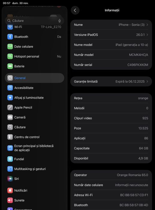 Apple Ipad 10 (2022) v2, 10.9”, 64 Gb, cellular, blue