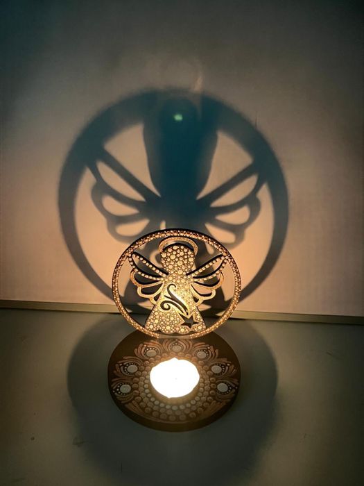 Suport lumânare - lemn pictat manual -