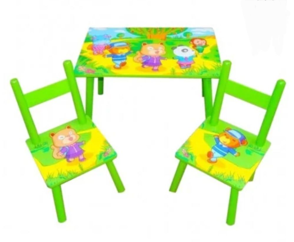 Set masuta copii MDF cu 2 scaune Fluture Girafa Vaporas
