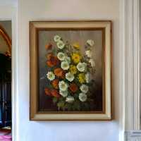 Голяма картина маслени бои ваза с цветя