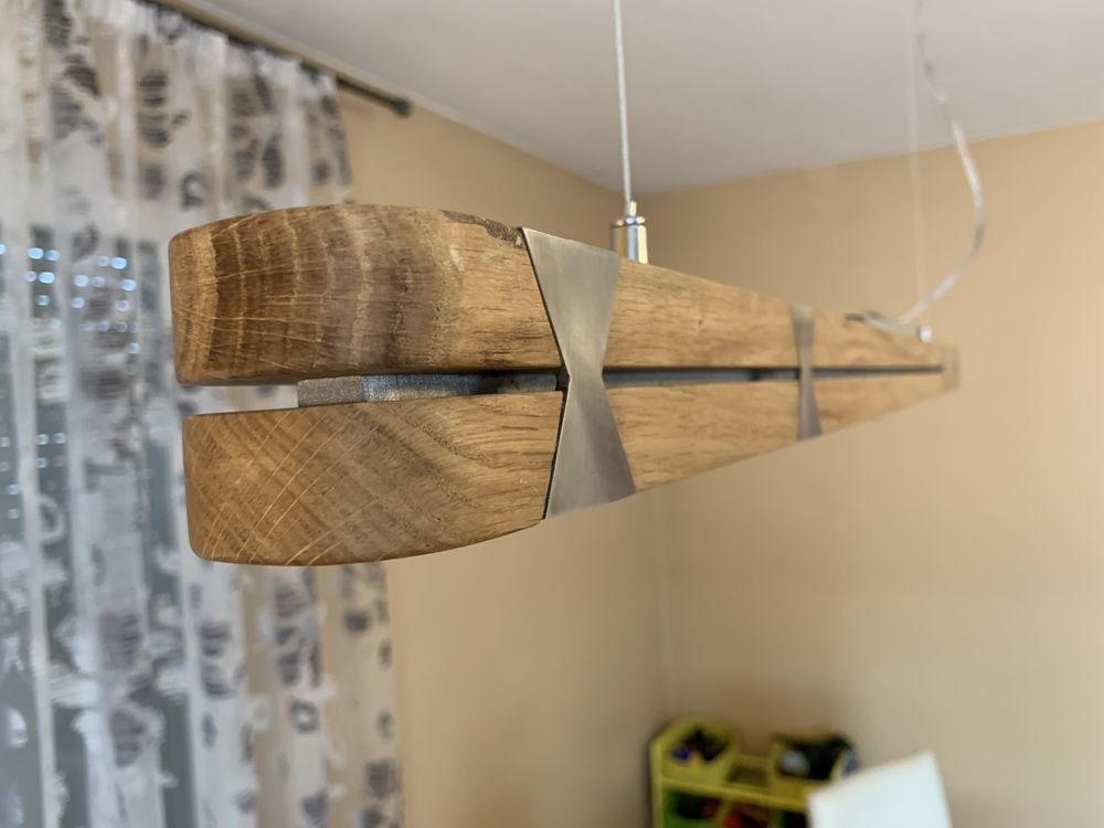 Lampa LED din lemn, inox si aluminiu