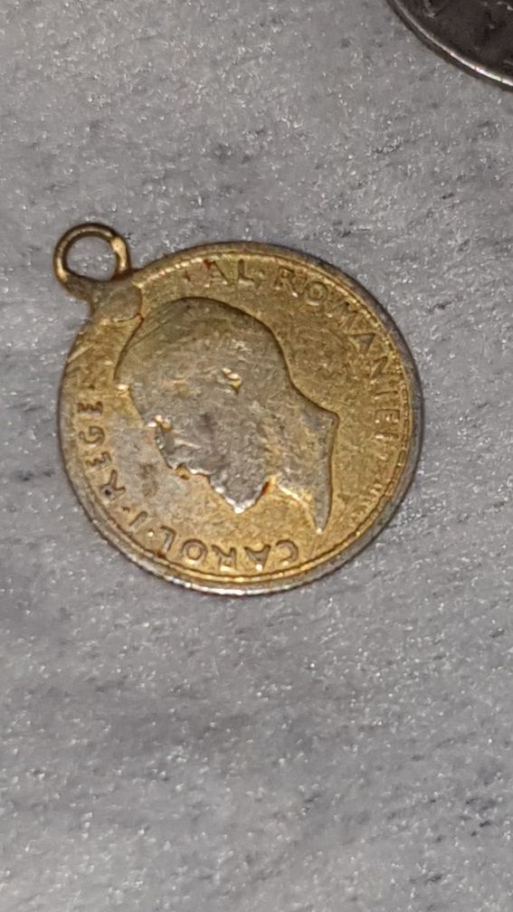 Medalion argint vechi moneda 50 bani 1912