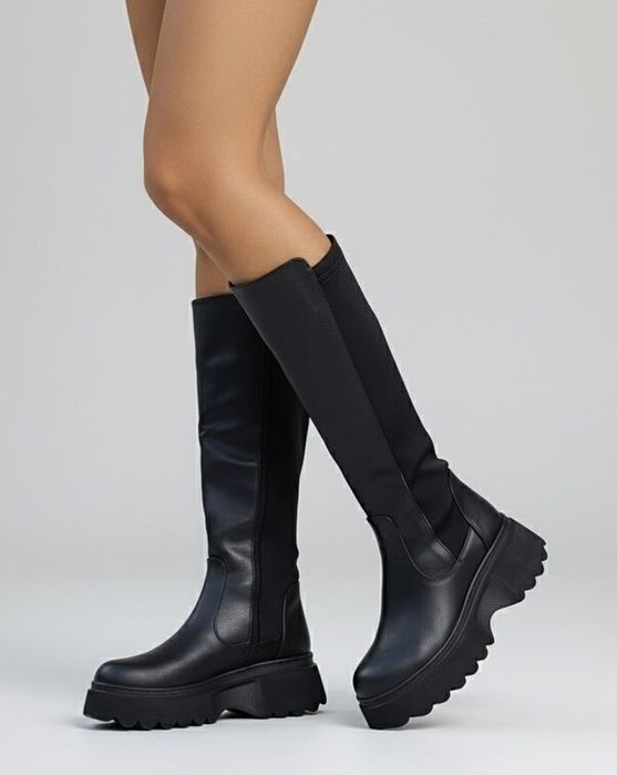 Равни ботуши - черна кожа (36-40)