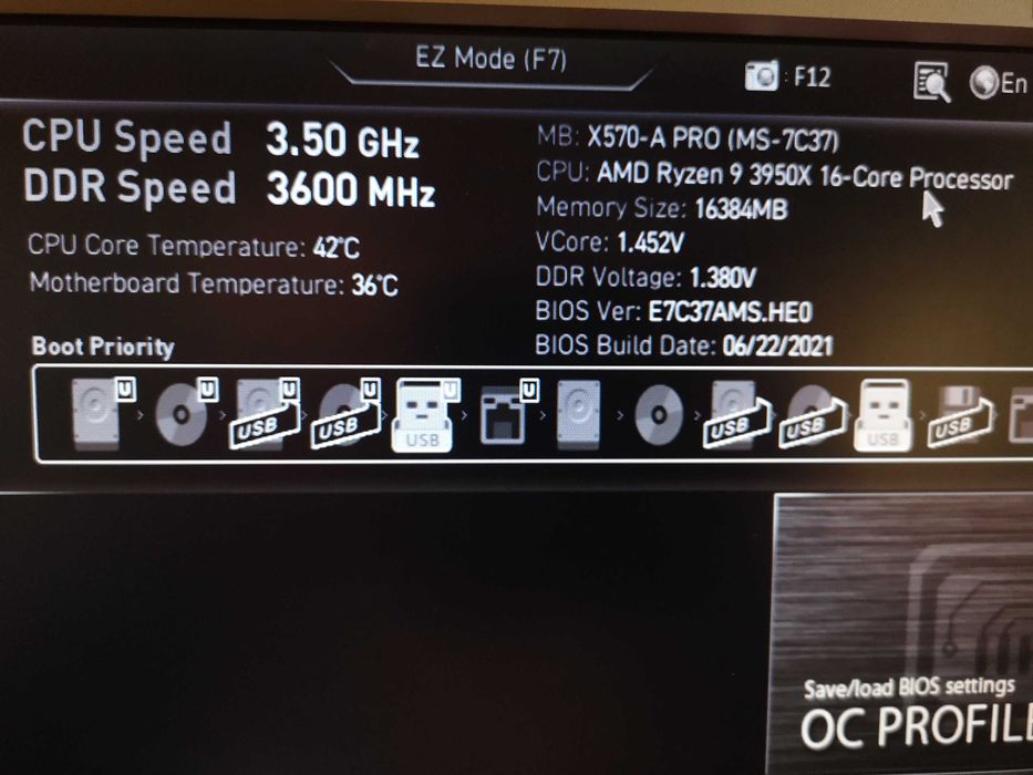 MSI X570-A Pro Ryzen 3950x 32GB Ram 3200mhz cooler