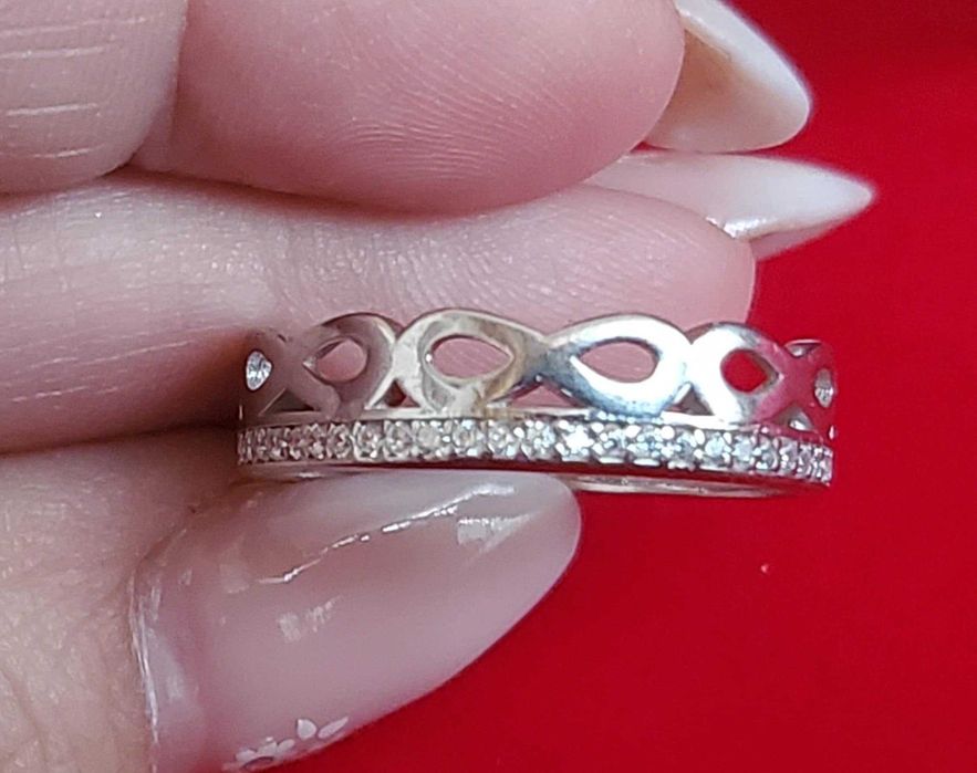 AG223, inel argint 925,nou/marcat, zirconii si infinit