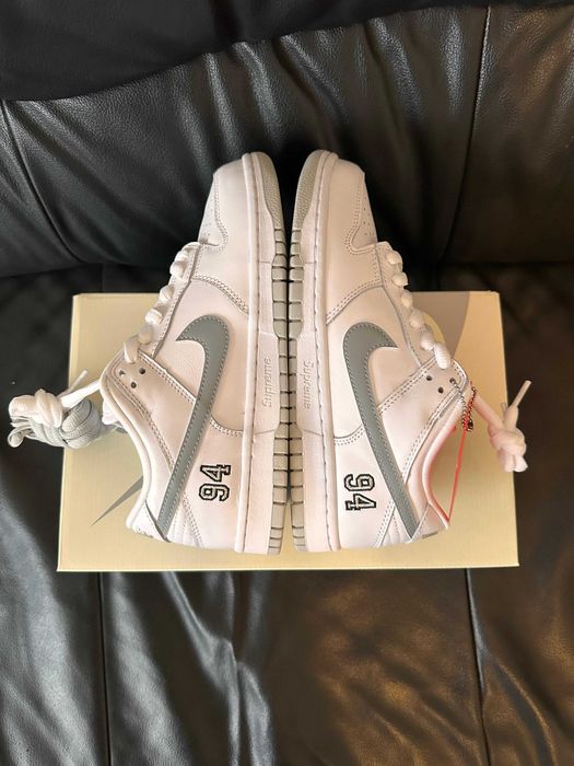 Nike Dunk SB Low x Supreme 94 White Metallic Silver