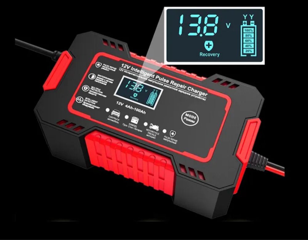 Зарядно за кола 6А 12V 24V камион автоматично акумолатор 220V Led