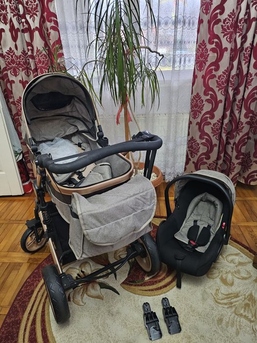Carucior copii 3 in 1, Scoică, Geanta