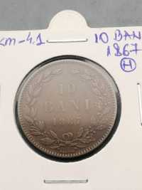 Moneda 10 bani 1867 Heaton