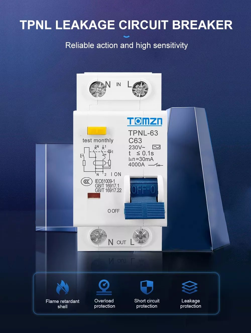 TPNL DPNL 230V 1P+N Дефектнотокова защита