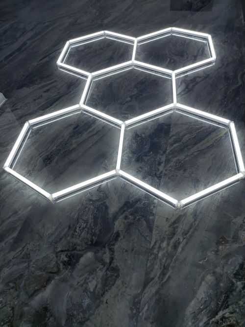 Led honeycomb 5 hexagoane- leduri frizerie, garaj, sala - Aluminiu