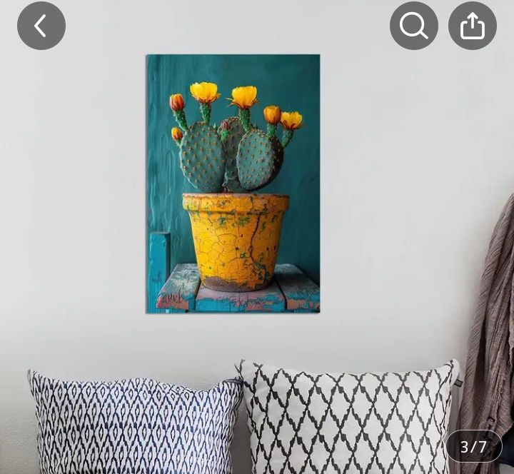 Мексиканска Градска Сцена - Рамкова Стенна Декорация с Цветна Архитект