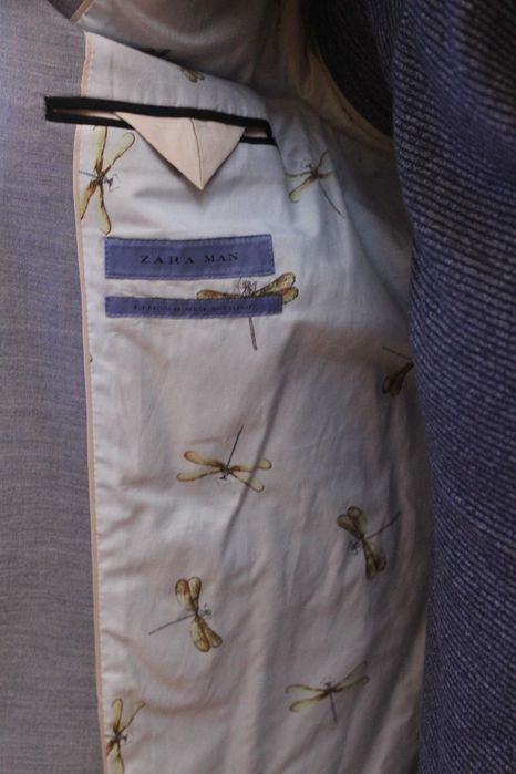 sacou zara man blazer original, culoare azur, aproape nou.