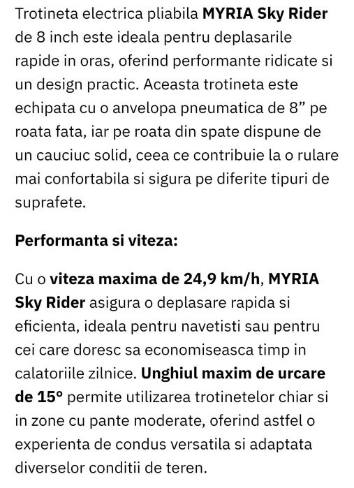 Vand trotineta electrica Miria Sky rider