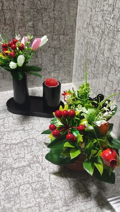 Идеальный подарок для дома — ваза из гипса с цветами без ухода