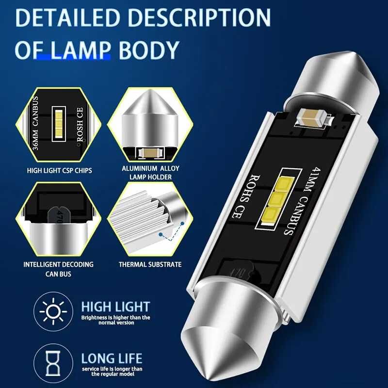 Автомобильный светодиодные лампы C5W C10W, CSP 3SMD 36 мм