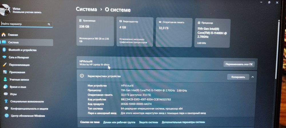 HP VICTUS GAMiNG i5-11avlod rtx 3050 ozu 32gb noutbuk notebook ноутбук