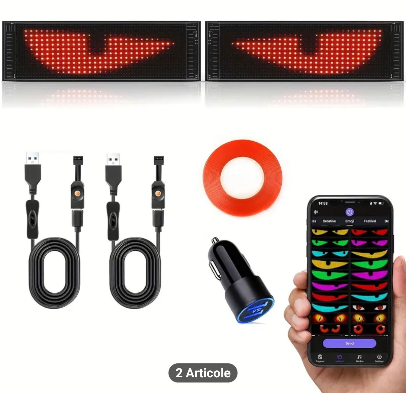 Bandă  Led _ Ochi de Camion/Set două bucăți 12x59 cm
