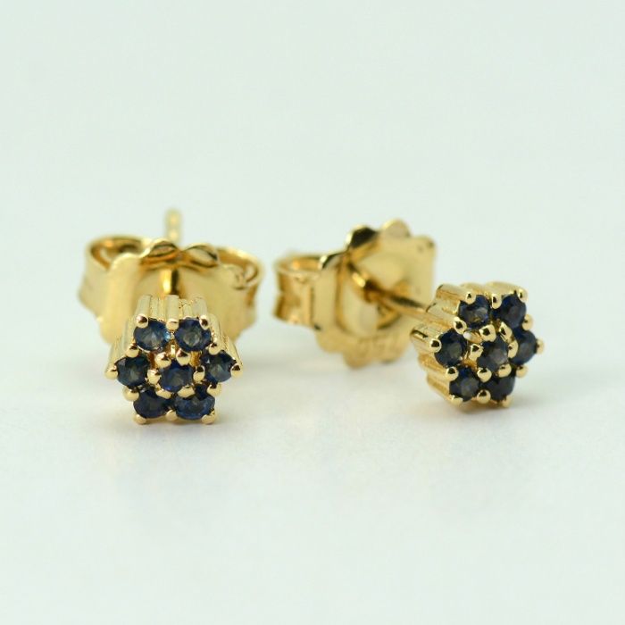 Cercei de 18k aur galben/alb cu safire cod 7530,7529,7527