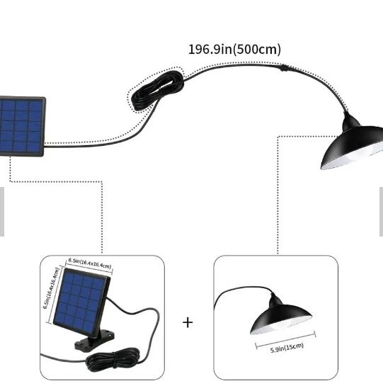 Соларна външна лампа с LED-осветление, широк соларен панел